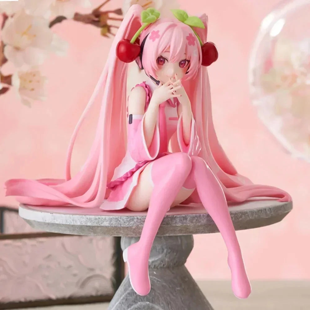 Action Figure Hatsune Miku Cherry Blossom – Edição Especial Vestido Rosa (12cm)